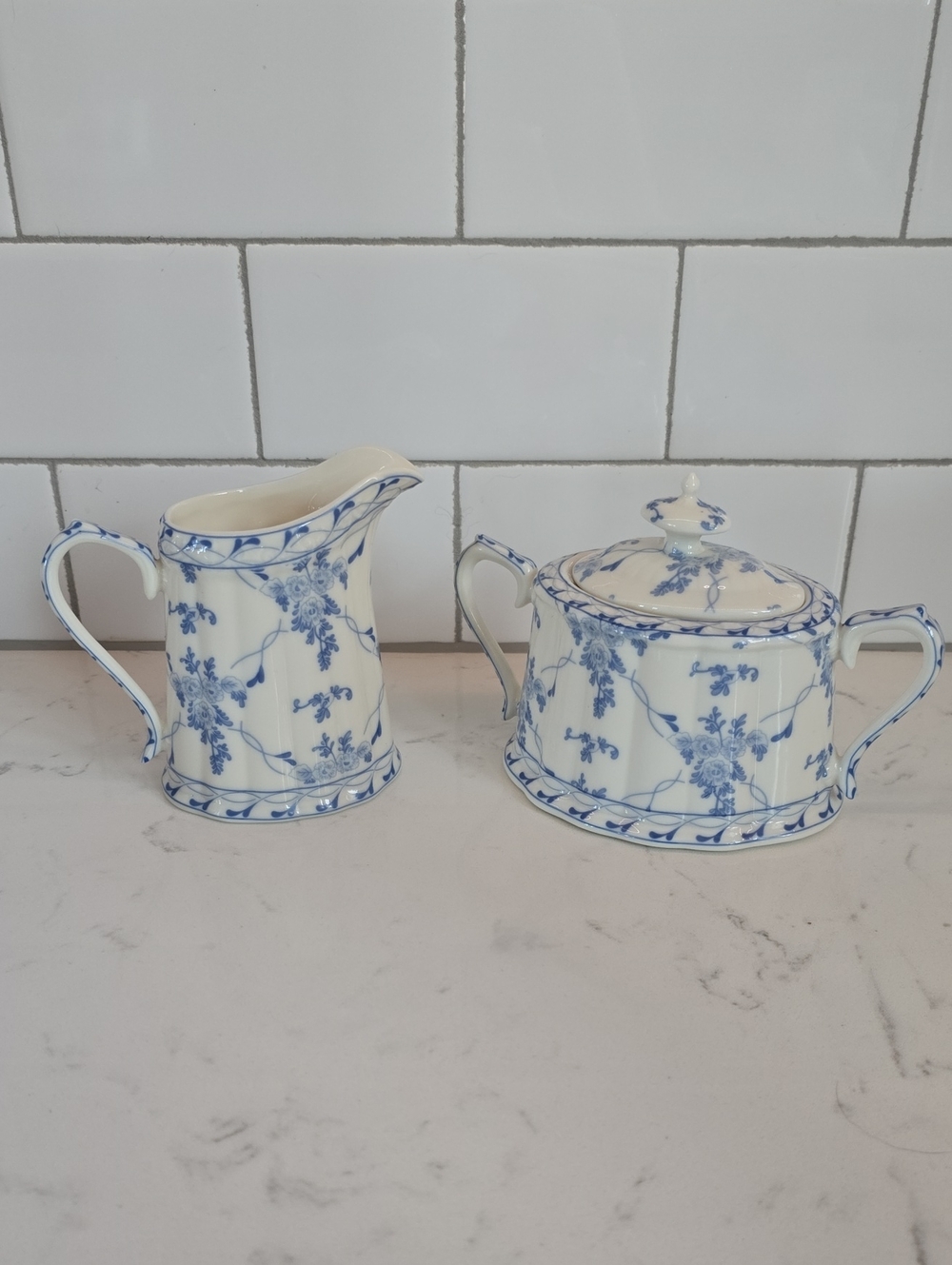 Skye McGhie "Rose Brocade" Cream and Sugar Set